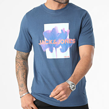 Jack And Jones - Tee Shirt Florals Bleu Foncé