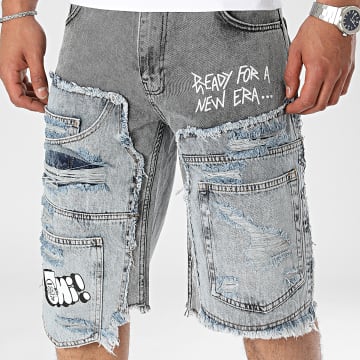 2Y Premium - Pantalones cortos vaqueros Grey Blue Wash