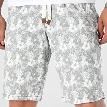 American People - Short Chino Band Gris Blanc Floral