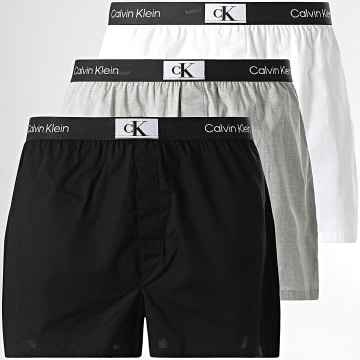 Calvin Klein - Juego de 3 calzoncillos bóxer negro blanco brezo gris NB3412A