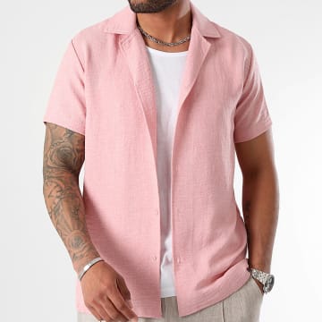 LBO - Chemise Manches Courtes Effet Lin 1172 Rose
