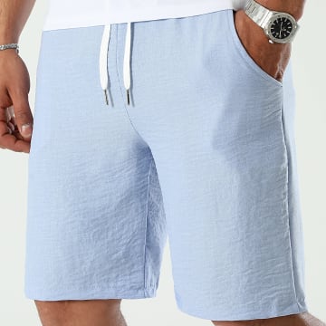 LBO - Pantalones cortos efecto lino 1175 Azul claro