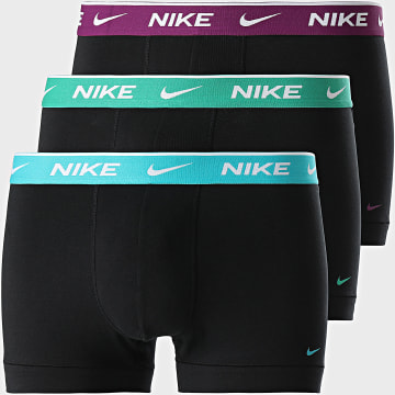 Nike - Pack De 3 Cada Algodón Stretch Boxers KE1008 Negro Morado Verde Turquesa