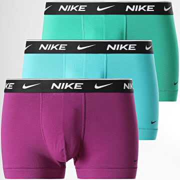 Nike - Pack De 3 Cada Algodón Stretch Boxers KE1008 Púrpura Verde Turquesa