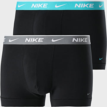 Nike - Juego de 2 calzoncillos bóxer KE1085 Negro Gris Turquesa