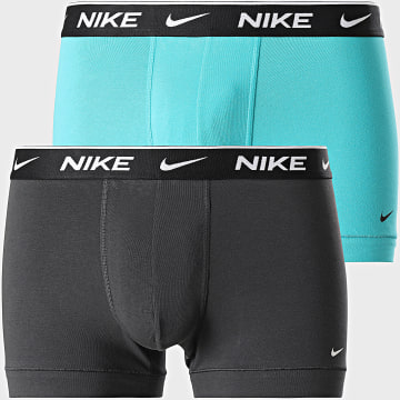 Nike - Juego de 2 calzoncillos bóxer KE1085 Charcoal Grey Turquoise