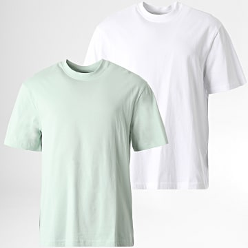 Urban Classics - Set di 2 magliette oversize TB006A Bianco Verde chiaro