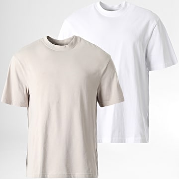 Urban Classics - Lote de 2 camisetas oversize TB006A Blanco Beige
