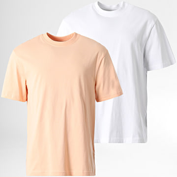 Urban Classics - Lote de 2 camisetas oversize TB006A Blanco Naranja
