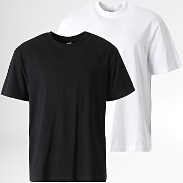 Urban Classics - Set di 2 magliette pesanti oversize TB1778A Nero Bianco