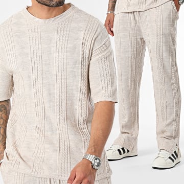 Ikao - Conjunto de camiseta y pantalón de chándal beige