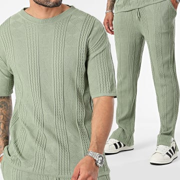 Ikao - Set di maglietta e pantaloni da jogging verde cachi
