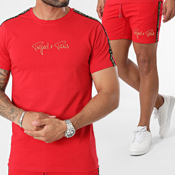 Project X Paris - 2410095_RD-2440095_RD Conjunto de camiseta y pantalón corto rojo dorado