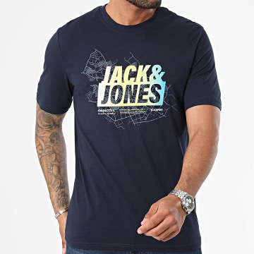 Jack And Jones - Tee Shirt Map Summer Bleu Marine