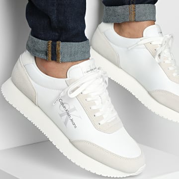 Calvin Klein - Retro Runner Low Laceup 0746 Triple White Sneakers