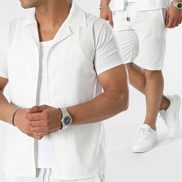 MTX - Set camicia a maniche corte e pantaloncini a righe bianche