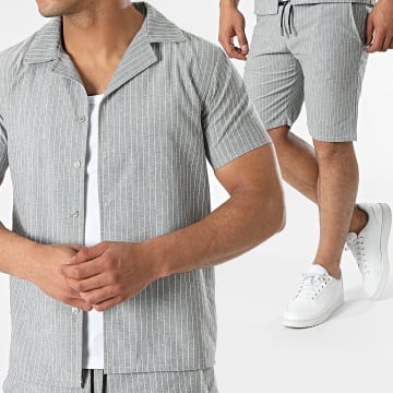 MTX - Set camicia a maniche corte e pantaloncini a righe grigio erica