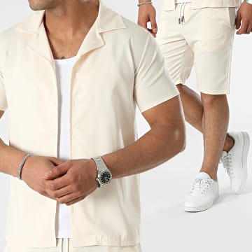 MTX - Set camicia a maniche corte e pantaloncini da jogging beige chiaro