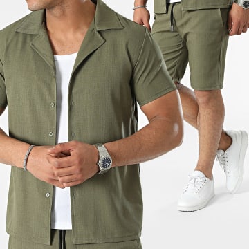 MTX - Set camicia a maniche corte e pantaloncini da jogging verde kaki