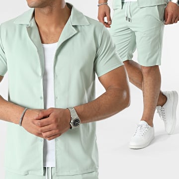 MTX - Conjunto de camisa de manga corta y pantalón corto turquesa claro