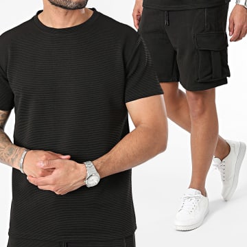 MTX - Conjunto de camiseta negra y pantalón corto tipo cargo