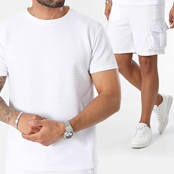 MTX - Conjunto de camiseta blanca y pantalón corto de jogging
