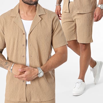 MTX - Set camicia a maniche corte e pantaloncini da jogging color cammello