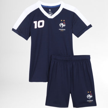 FFF - Maglia da calcio e pantaloncini da jogging blu navy della Francia N10