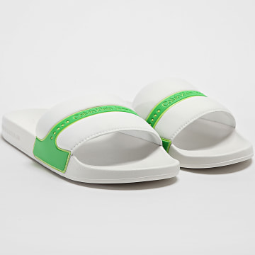 Calvin Klein - Claquettes Slide Neoprene Snap 0960 Blanc Vert