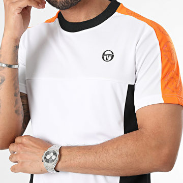 Sergio Tacchini - Maglietta con strisce Forata 40615 Bianco Nero Arancione