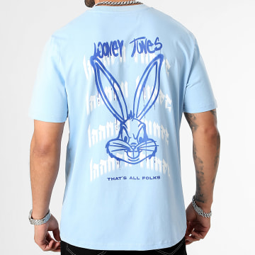 Looney Tunes - Tee Shirt Oversize Bugs Bunny Back Color Spray Azul Pastel