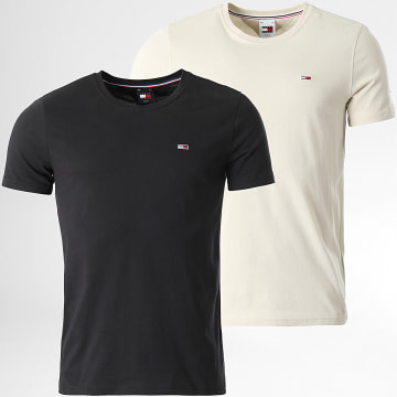 Tommy Hilfiger - Lote de 2 camisetas slim 5381 Negro Beige