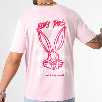 Looney Tunes - Tee Shirt Oversize Bugs Bunny Back Color Spray Rosa Pastello
