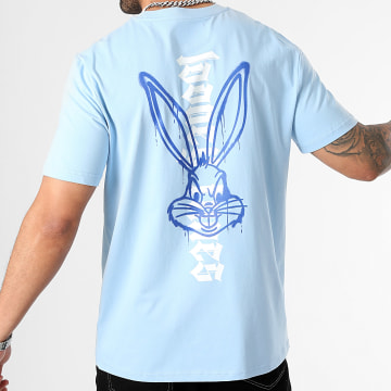 Looney Tunes - Tee Shirt Oversize Bugs Bunny Spray a colori Blu Pastello