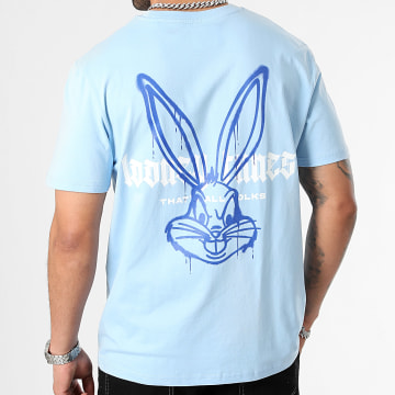 Looney Tunes - Tee Shirt Oversize Bugs Bunny Color Spray Azul Pastel