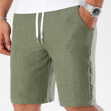 LBO - Short Chino Effet Lin 1208 Vert Kaki