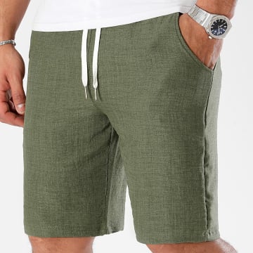LBO - Short Chino Effet Lin 1208 Vert Kaki
