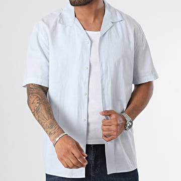 Selected - Chemise Manches Courtes Relax New-Linen Bleu Clair