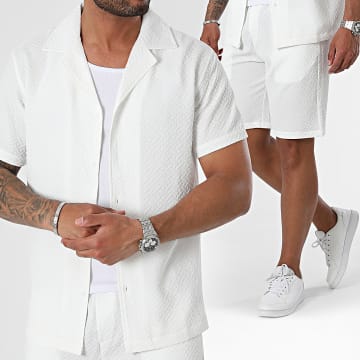 Frilivin - Ensemble Chemise Manches Courtes Et Short Jogging Blanc