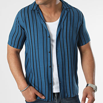 Classic Series - Camisa de manga corta a rayas azul marino y negro