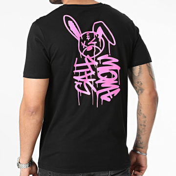 Sale Môme Paris - Tee Shirt Rabbit Dripping Graffiti Nero Rosa Fluo