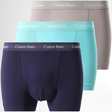 Calvin Klein - Lot De 3 Boxers Trunk U2662G Bleu Marine Bleu Clair Beige