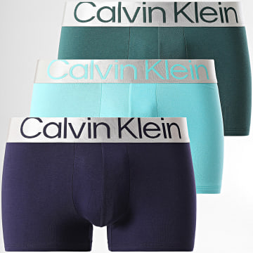 Calvin Klein - Lot De 3 Boxers NB3130A Bleu Marine Vert Foncé Bleu Clair