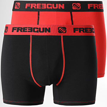 Freegun - Set di 2 boxer ultra elasticizzati nero rosso