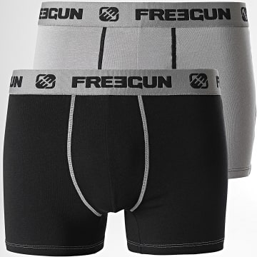 Freegun - Set di 2 boxer ultra elasticizzati nero grigio