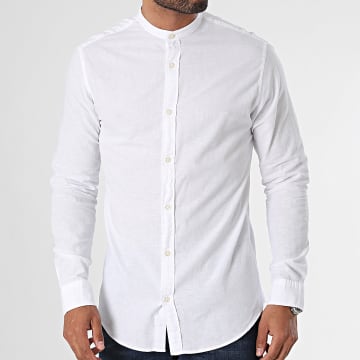 Jack And Jones - Chemise Manches Longues Linen Band Blanc