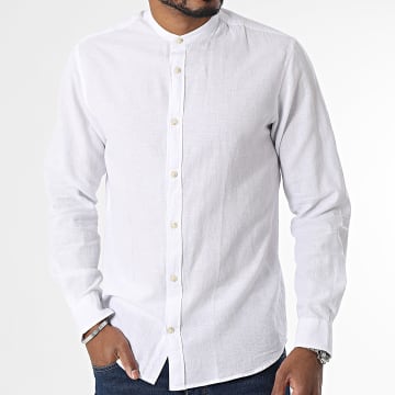 Jack And Jones - Chemise Manches Longues Summer Band Linen Blanc