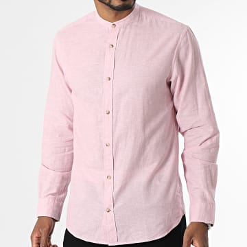 Jack And Jones - Camicia estiva a maniche lunghe in lino rosa