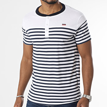 La Maison Blaggio - Camiseta de rayas azul marino y blanca
