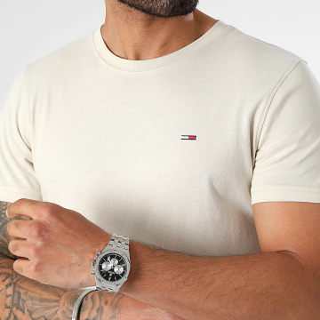 Tommy Jeans - Camiseta Slim Jersey Beige